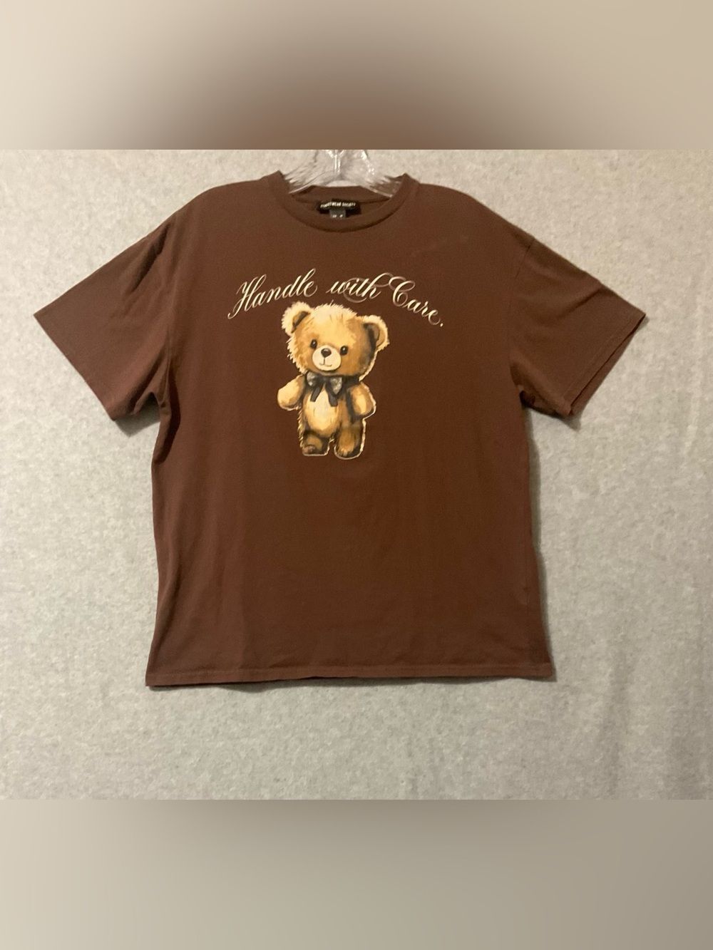 Streetwear Society women's Brown Teddy Graphic T- Shirt Sz M